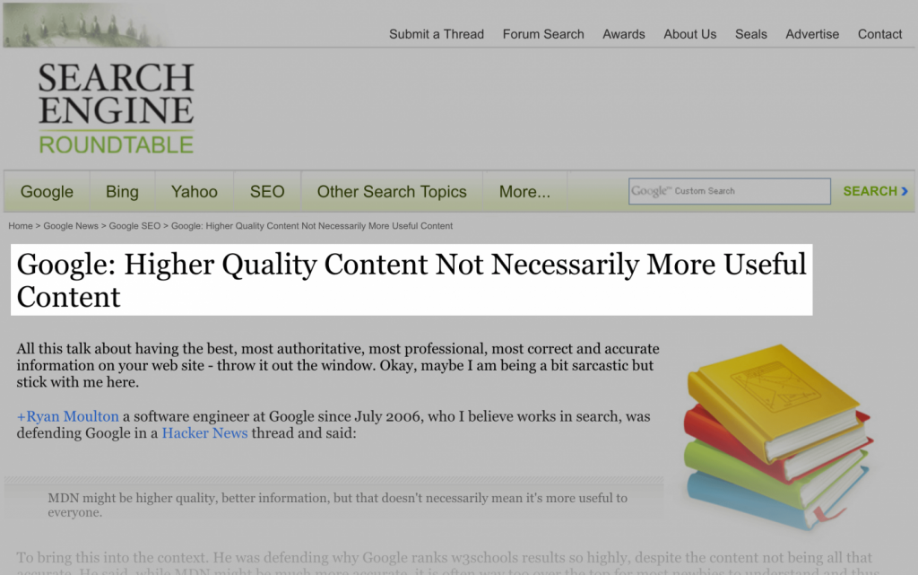 SEO là gì? Trên thực tế, Google đã công khai nói rằng có sự khác biệt giữa “nội dung chất lượng cao hơn” và nội dung “hữu ích”.